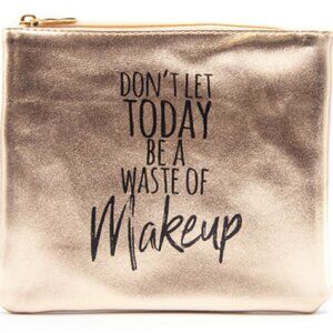 Metallic Rose Gold Vegan Cos Cosmetic bag- Don't let today be a waste of Makeup
